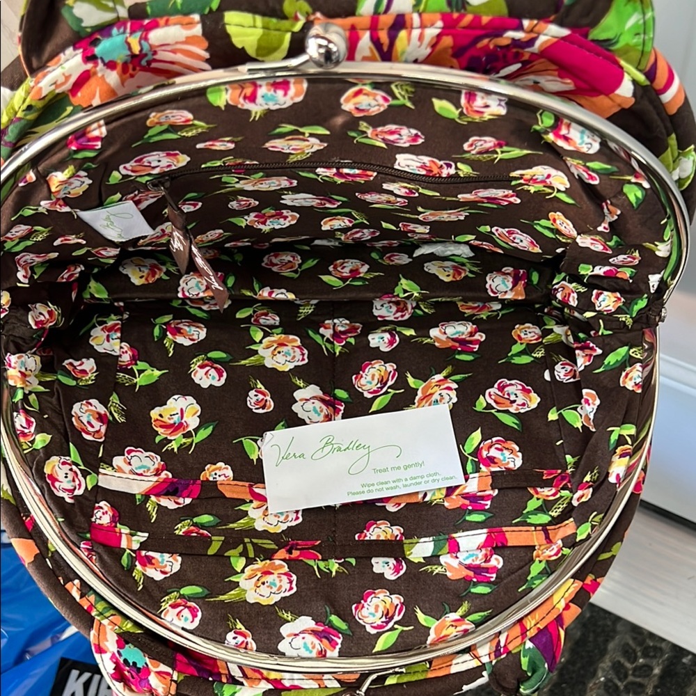 Vera Bradley Brown Quilted Shoulder Bag with Floral Design - Picture 2 of 2